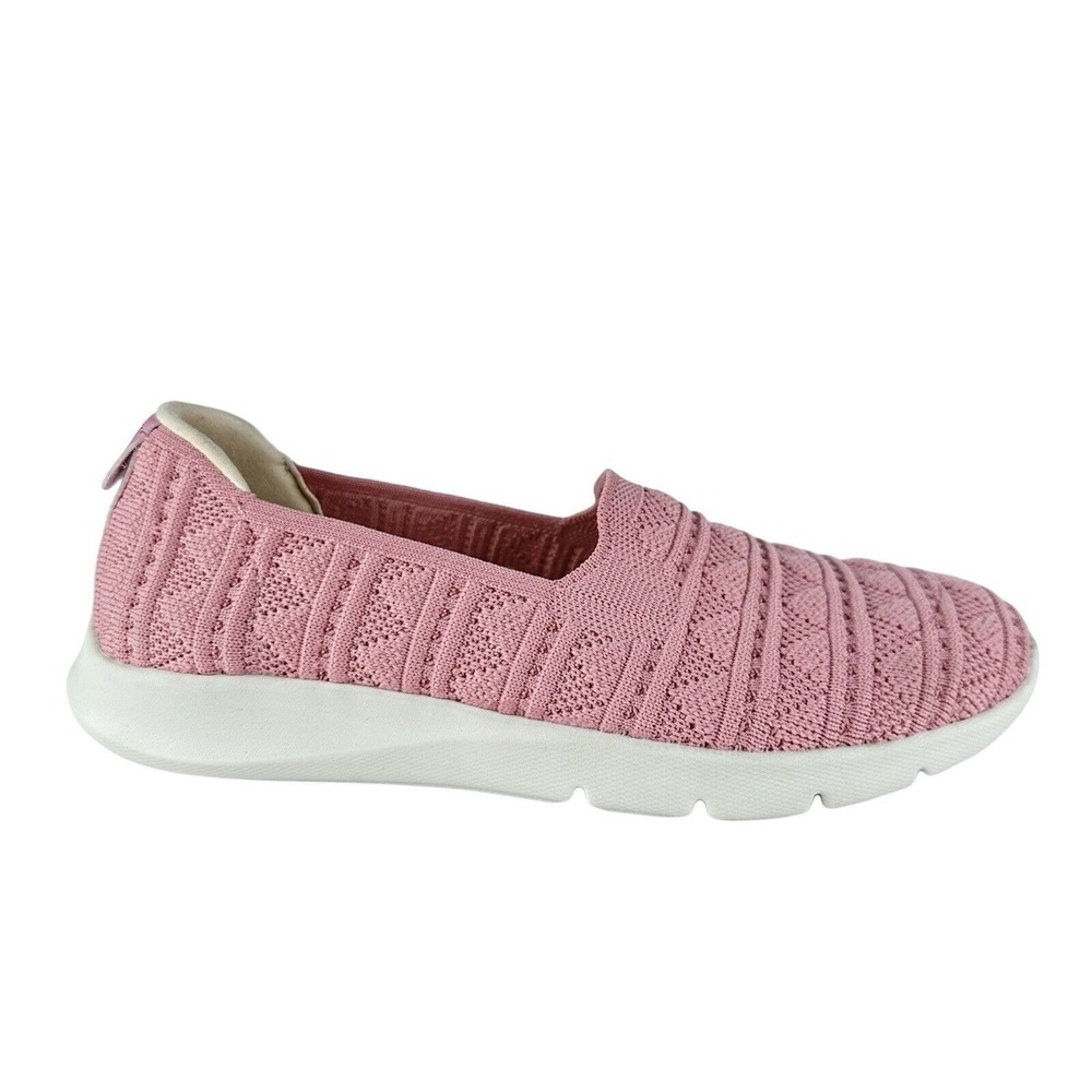 Spenco Women's Size 7 B Loafers Comfort Stretch Crochet Pink Knit‎ Shoes Slip-on